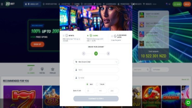 20Bet NZ Sign-Up Details