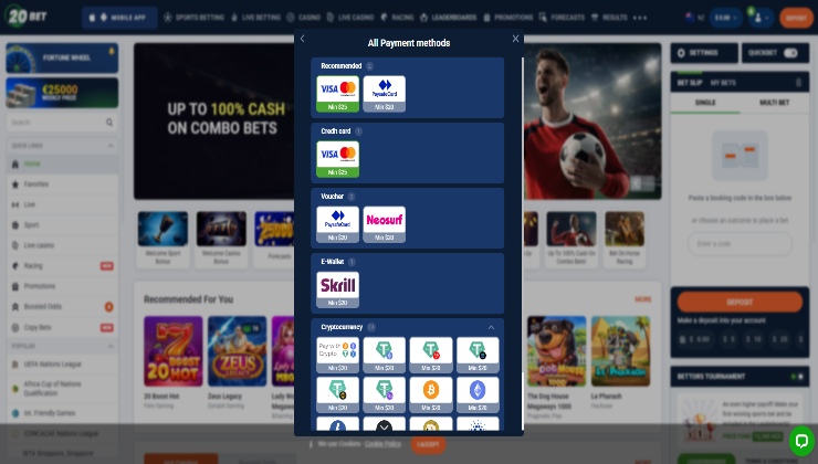 20Bet NZ Make a Deposit
